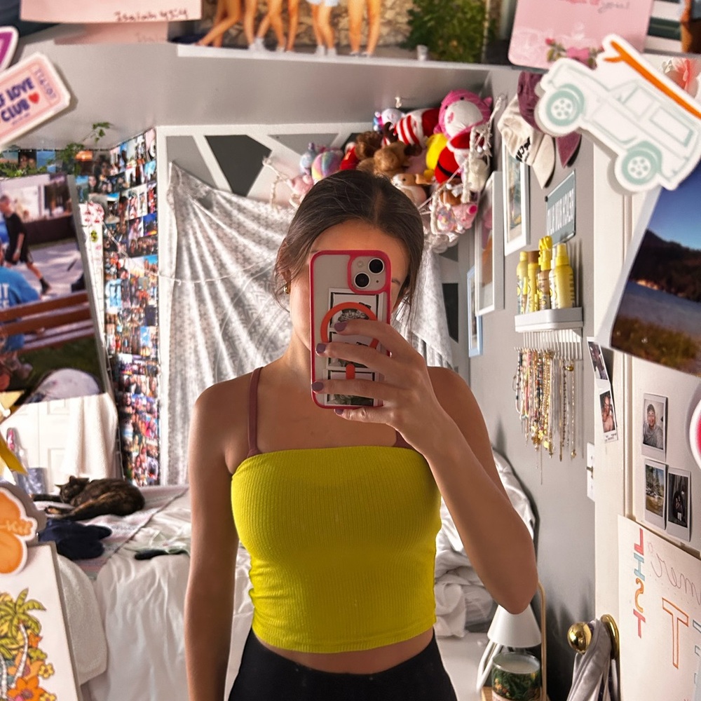 American Eagle Outfitters Olive Ribbed Tube Top